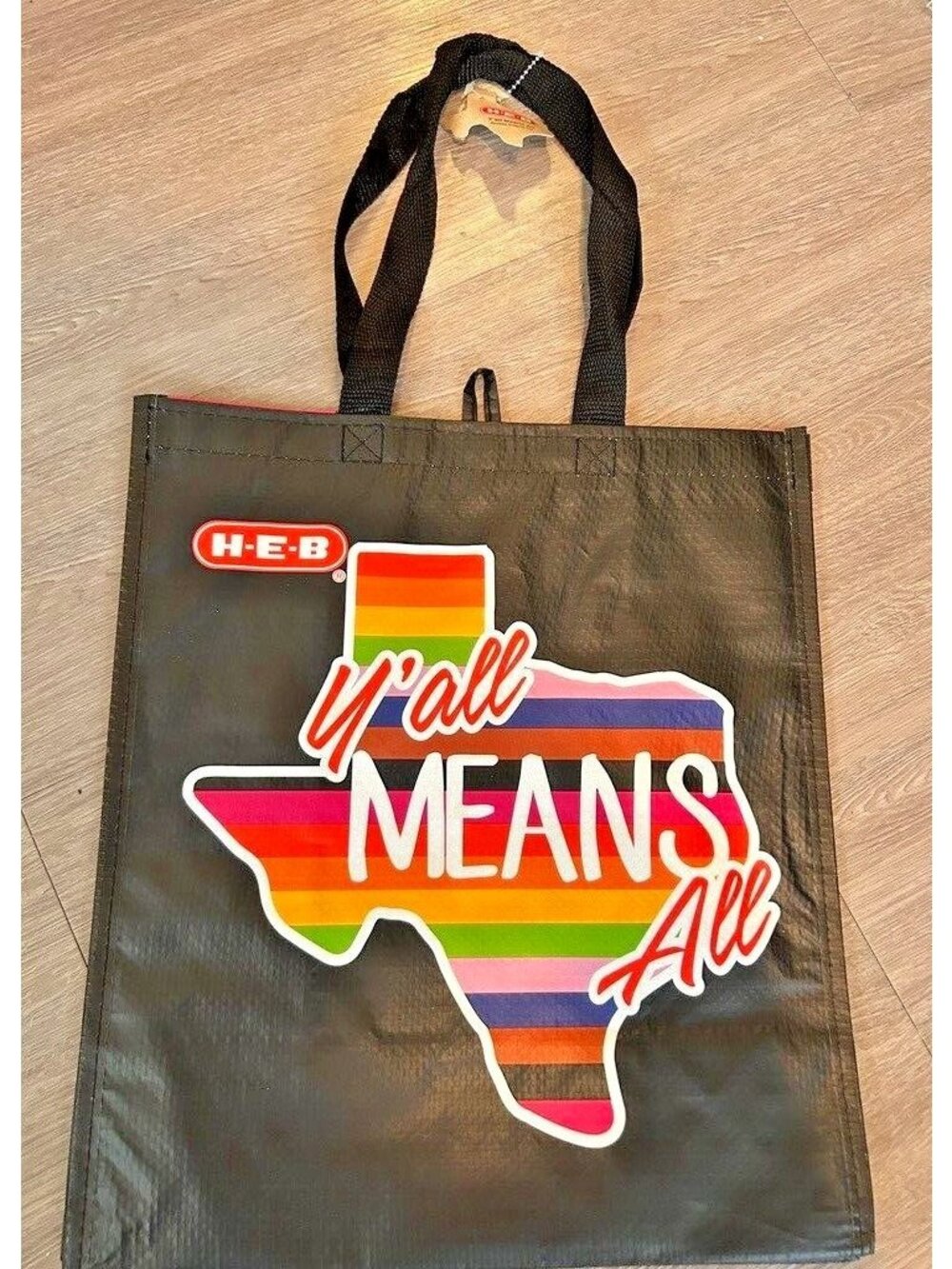HEB Texas Reusable Grocery Tote Bag Y'all Means All Pride Rainbow LGBTQ-NEW Tags
